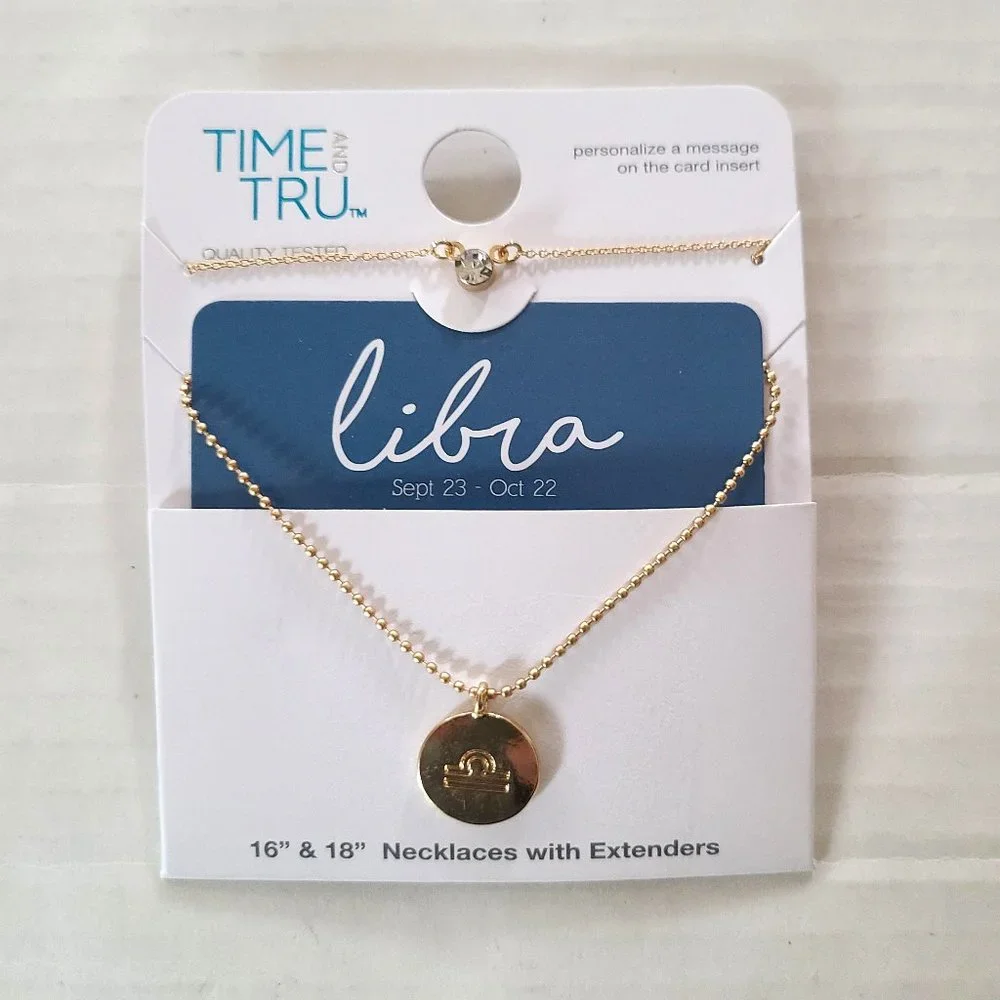 Libra Zodiac Pendant and crystal pendant Necklace 2 piece NEW style gift